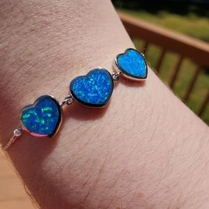 Blue Opal Hearts Bracelet